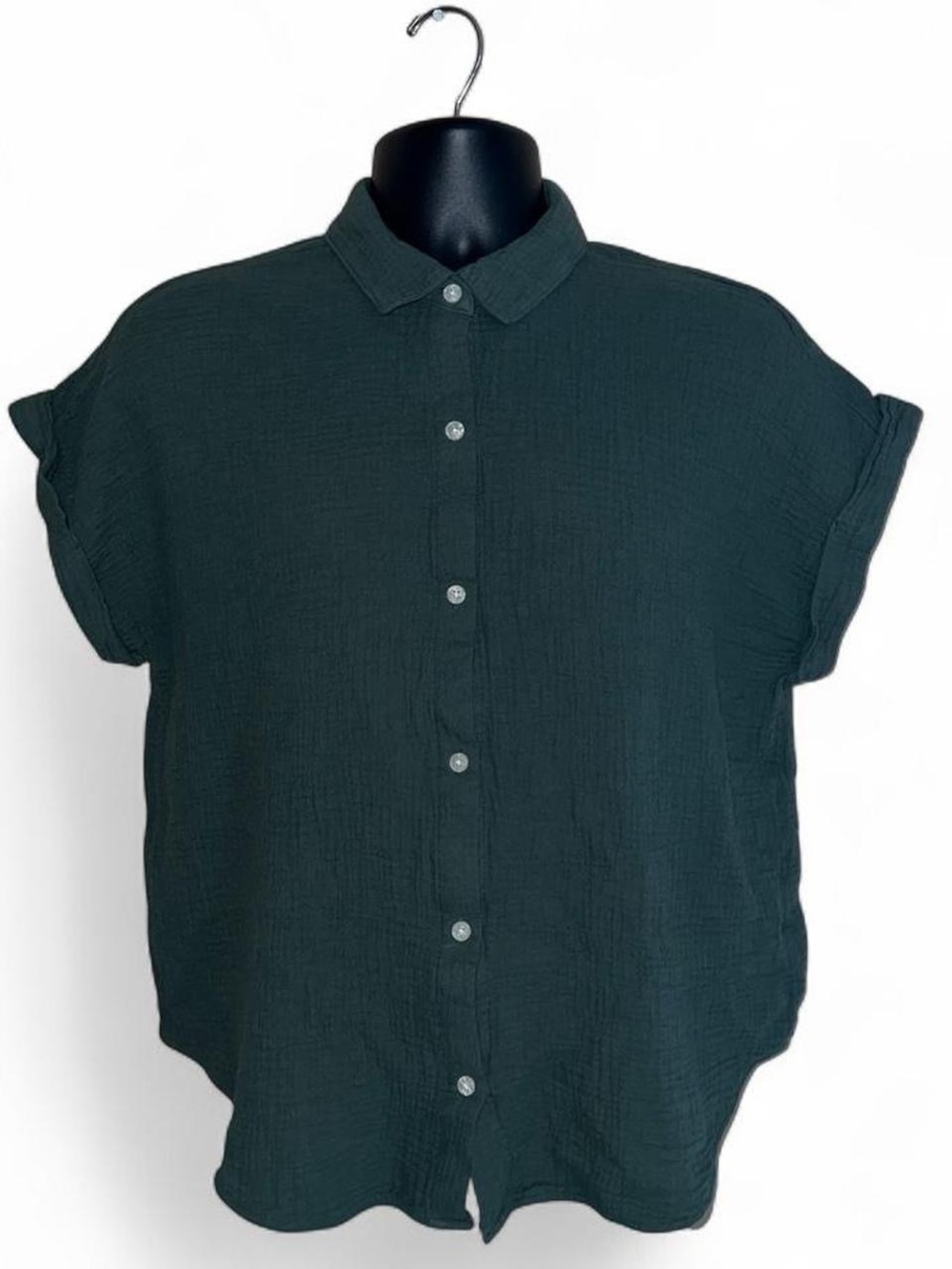 Jessica Simpson Dark green Short Sleeve Button-Front Blouse